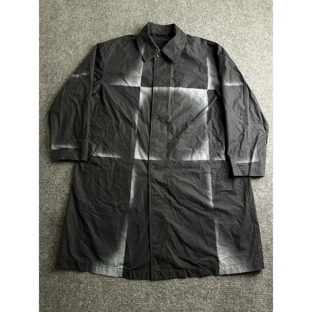 Mens CROQUIS Oversized Black Gray Check Long Coat Designer, Size L